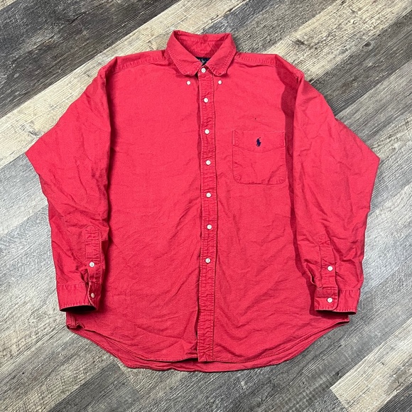Vintage 1990's Polo Ralph lauren Shirt Size XL Red Collared Button Down - Picture 1 of 3